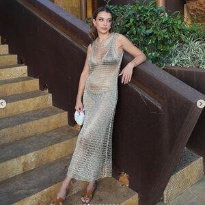 Zara Metallic Mesh Knit Dress